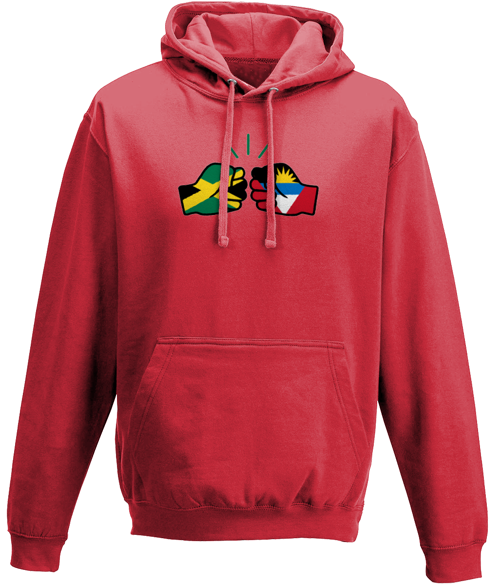 We Run Tings, Jamaica & Antigua, Dual Parentage, Unisex, Pull On Hoodie, Standard, Classic Fit, Green Stripe & Outline