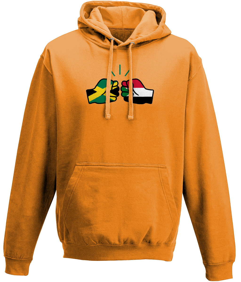 We Run Tings, Jamaica & Sudan, Dual Parentage, Unisex, Pull On Hoodie, Standard, Classic Fit, Green Stripe & Outline