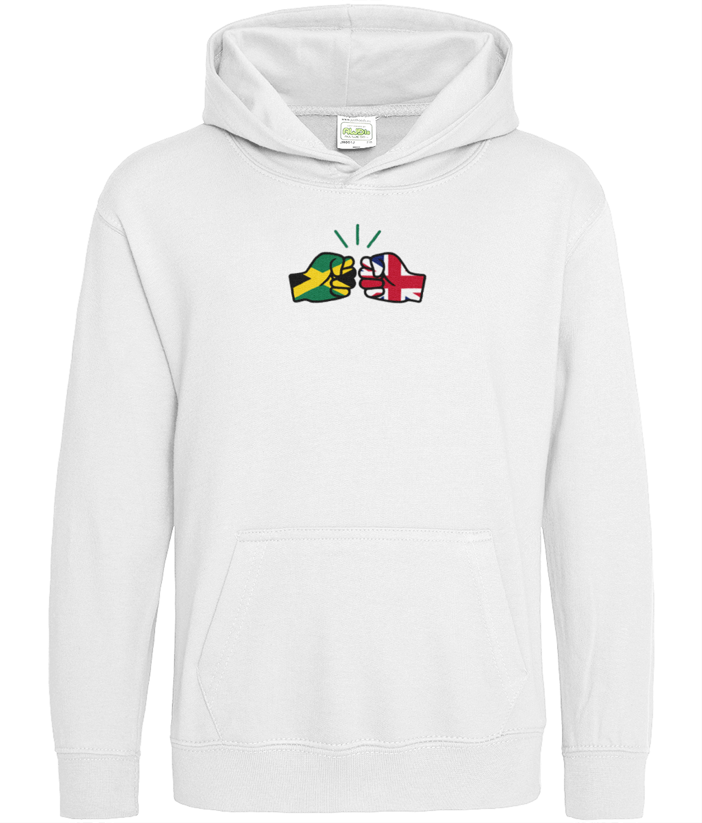 We Run Tings, Jamaica & United Kingdom, Dual Parentage, Boys, Girls, Kids, Pull On Hoodie, Green Stripe & Outline