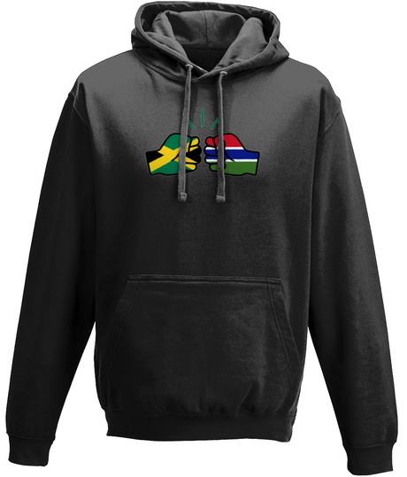 We Run Tings, Jamaica & Gambia, Dual Parentage, Unisex, Pull On Hoodie, Standard, Classic Fit, Green Stripe & Outline