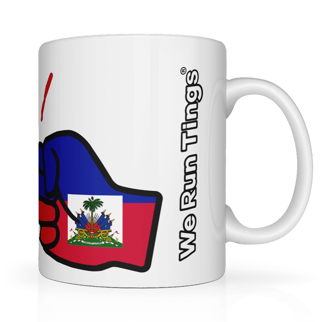We Run Tings Haiti white ceramic tea, coffee mug