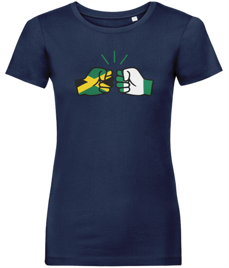 We Run Tings, Jamaica & Nigeria, Dual Parentage, Women's, Organic Ring Spun Cotton T-Shirt, Outline