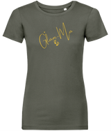 Glam-Ma, Gold Logo, Women's, Organic Ring Spun Cotton, Contemporary Shaped Fit T-Shirt