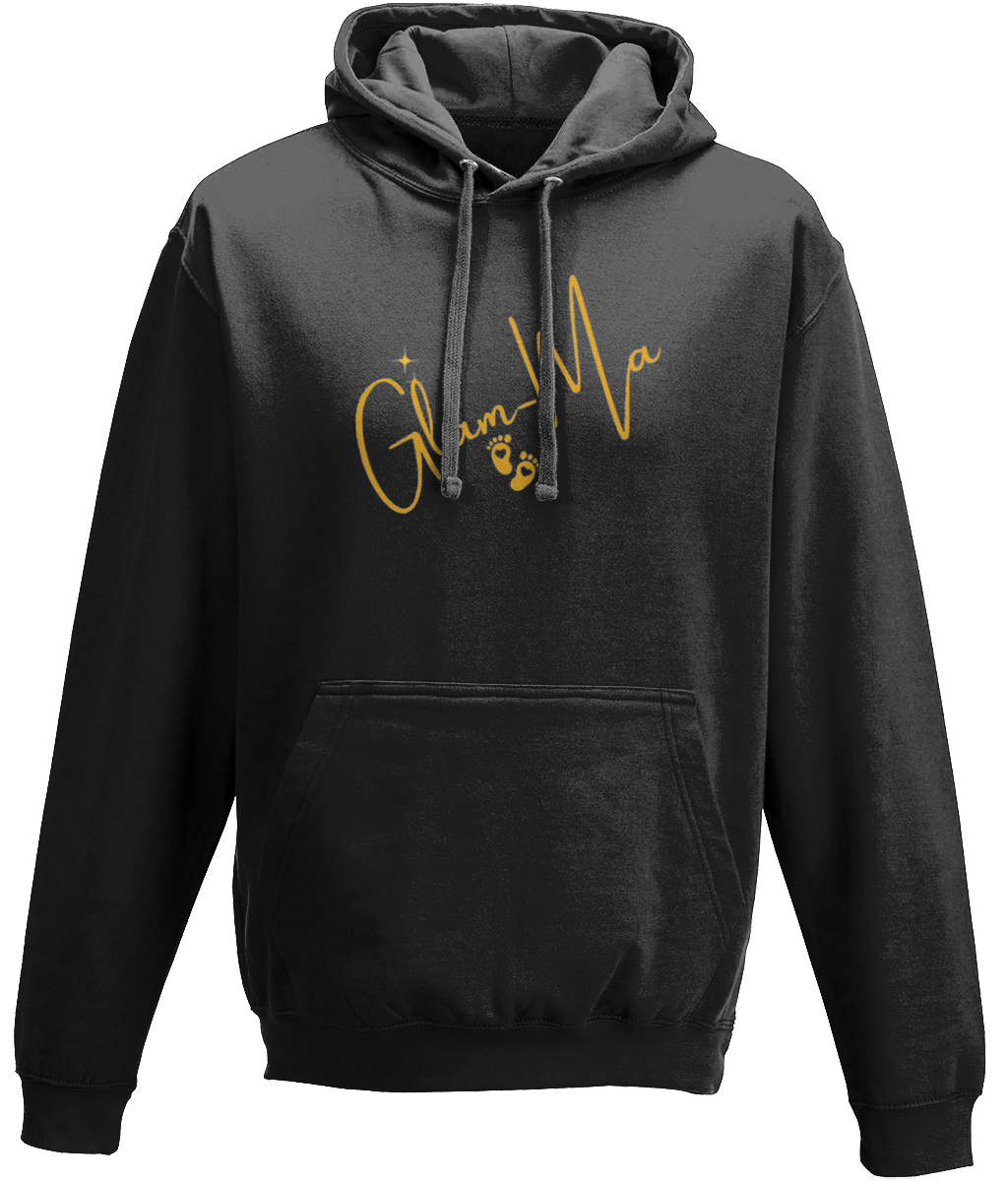 Glam-Ma, Pull On Hoodie, Standard, Classic Fit, Gold Logo