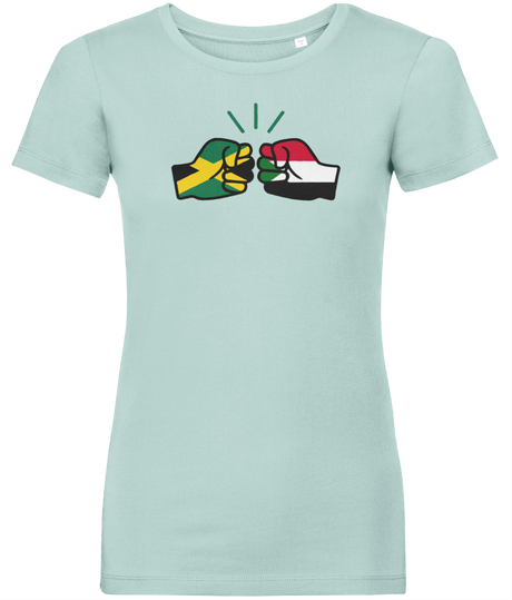 We Run Tings, Jamaica & Sudan, Dual Parentage, Women's, Organic Ring Spun Cotton T-Shirt, Outline