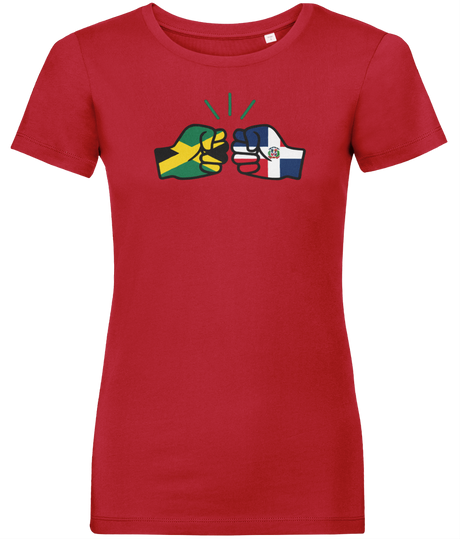 We Run Tings, Jamaica & Dominican Republic, Dual Parentage, Women's, Organic Ring Spun Cotton T-Shirt, Outline