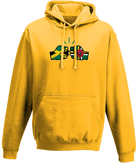 We Run Tings, Jamaica & Dominica, Dual Parentage, Unisex, Pull On Hoodie, Standard, Classic Fit, Green Stripe & Outline