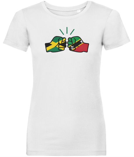 We Run Tings, Jamaica & St. Kitts, Dual Parentage, Women's, Organic Ring Spun Cotton T-Shirt, Outline