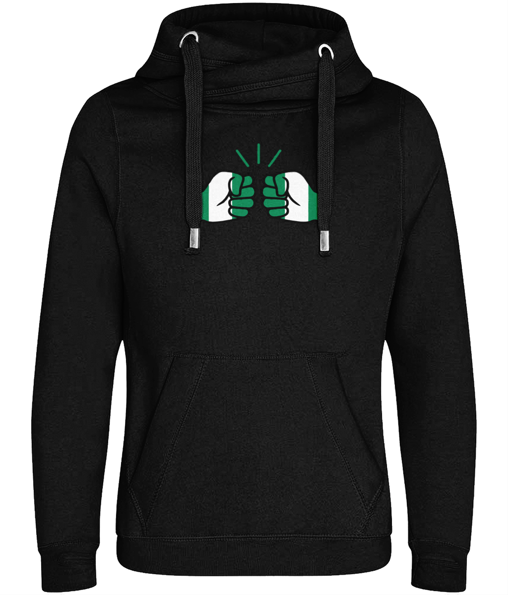 We Run Tings, Nigeria, Unisex, Cotton Crossover Neck Hoodie With Pouch & Thumbholes