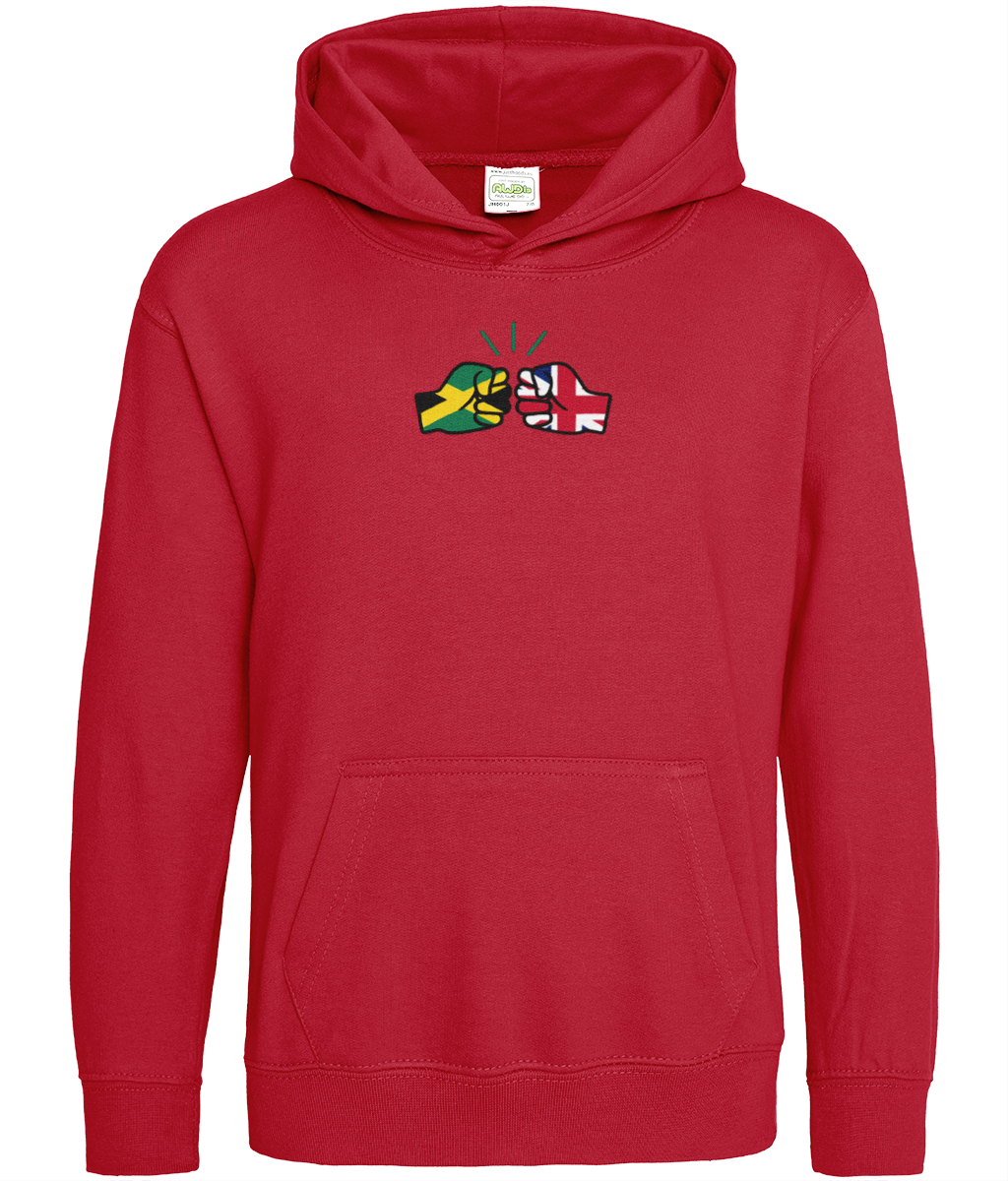 We Run Tings, Jamaica & United Kingdom, Dual Parentage, Boys, Girls, Kids, Pull On Hoodie, Green Stripe & Outline