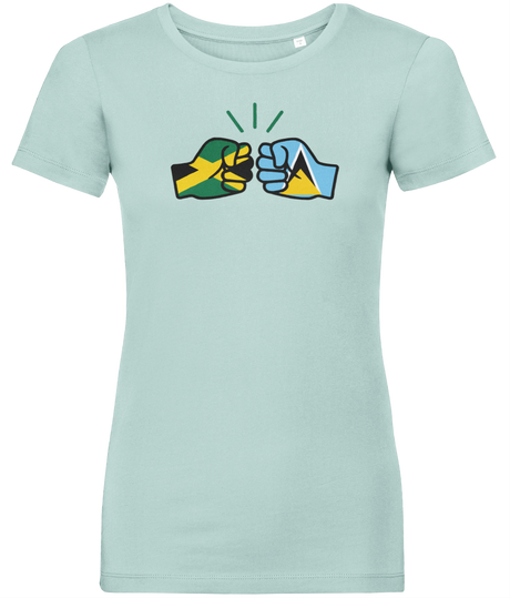 We Run Tings, Jamaica & St. Lucia, Dual Parentage, Women's, Organic Ring Spun Cotton T-Shirt, Outline