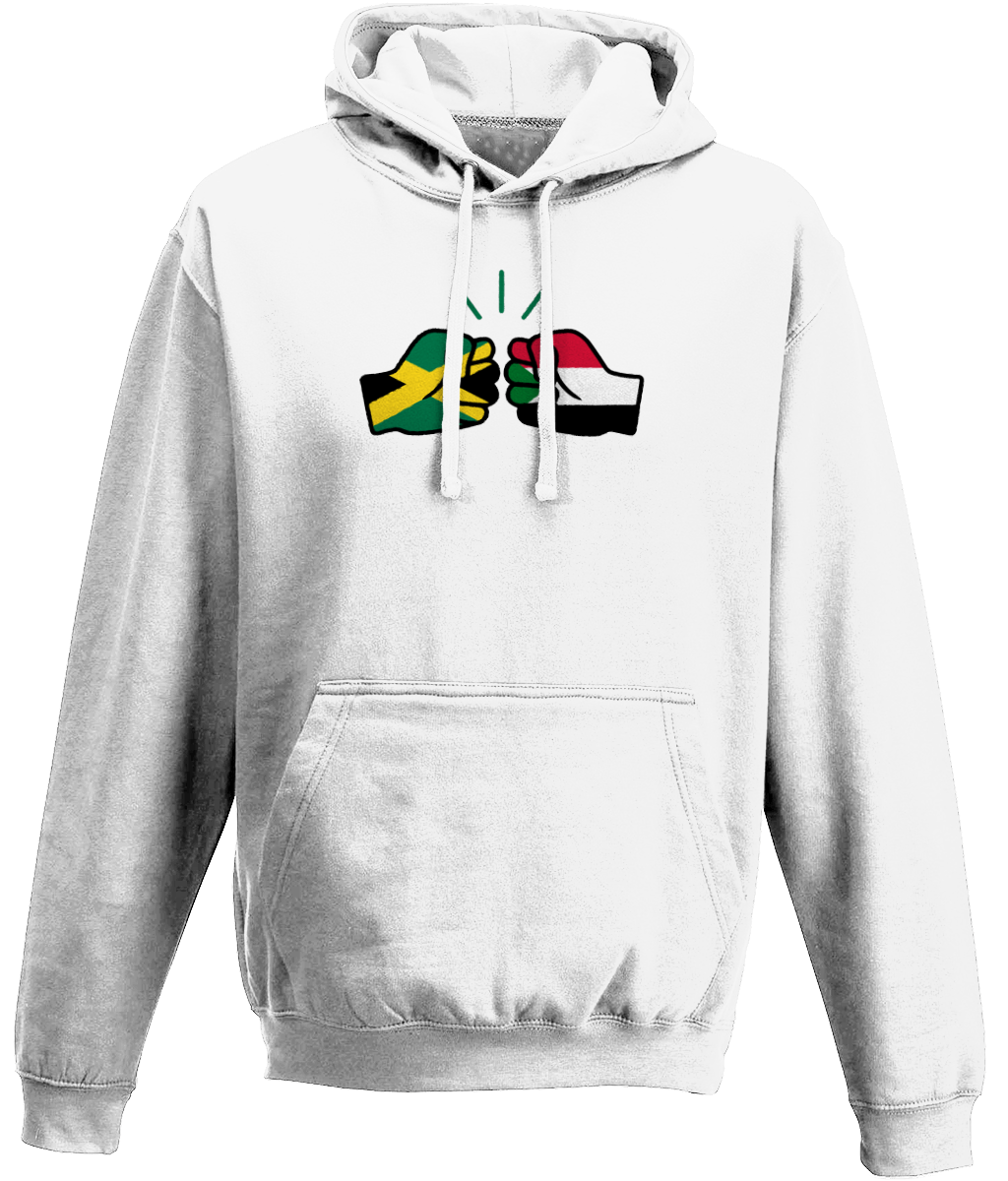 We Run Tings, Jamaica & Sudan, Dual Parentage, Unisex, Pull On Hoodie, Standard, Classic Fit, Green Stripe & Outline