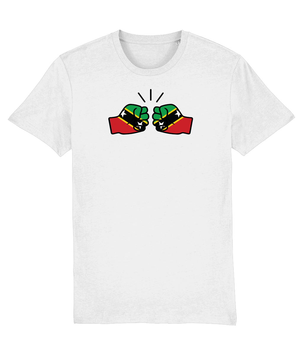 We Run Tings, St. Kitts & Nevis, Mens, Organic Ring Spun Cotton T-Shirt, Black Stripe & Outline