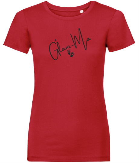 Glam-Ma, Black Logo, Women's, Organic Ring Spun Cotton, Contemporary Shaped Fit T-Shirt