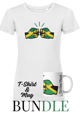 We Run Tings, Jamaica, Women's, Organic Ring Spun Cotton T-Shirt, Outline & Ceramic Mug Bundle