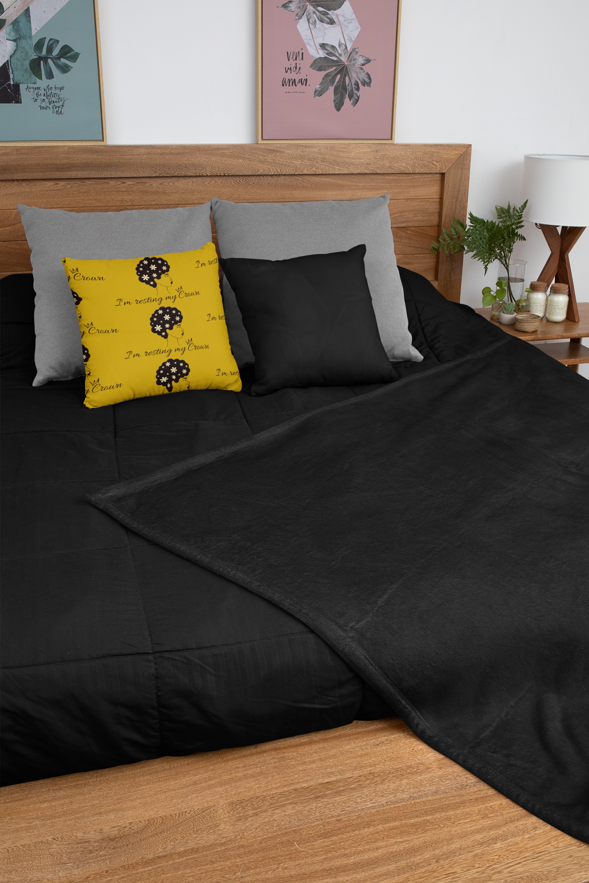 I'm Resting My Crown, Throw, Pillow, Square Cushion, Yellow, 40 x 40cm