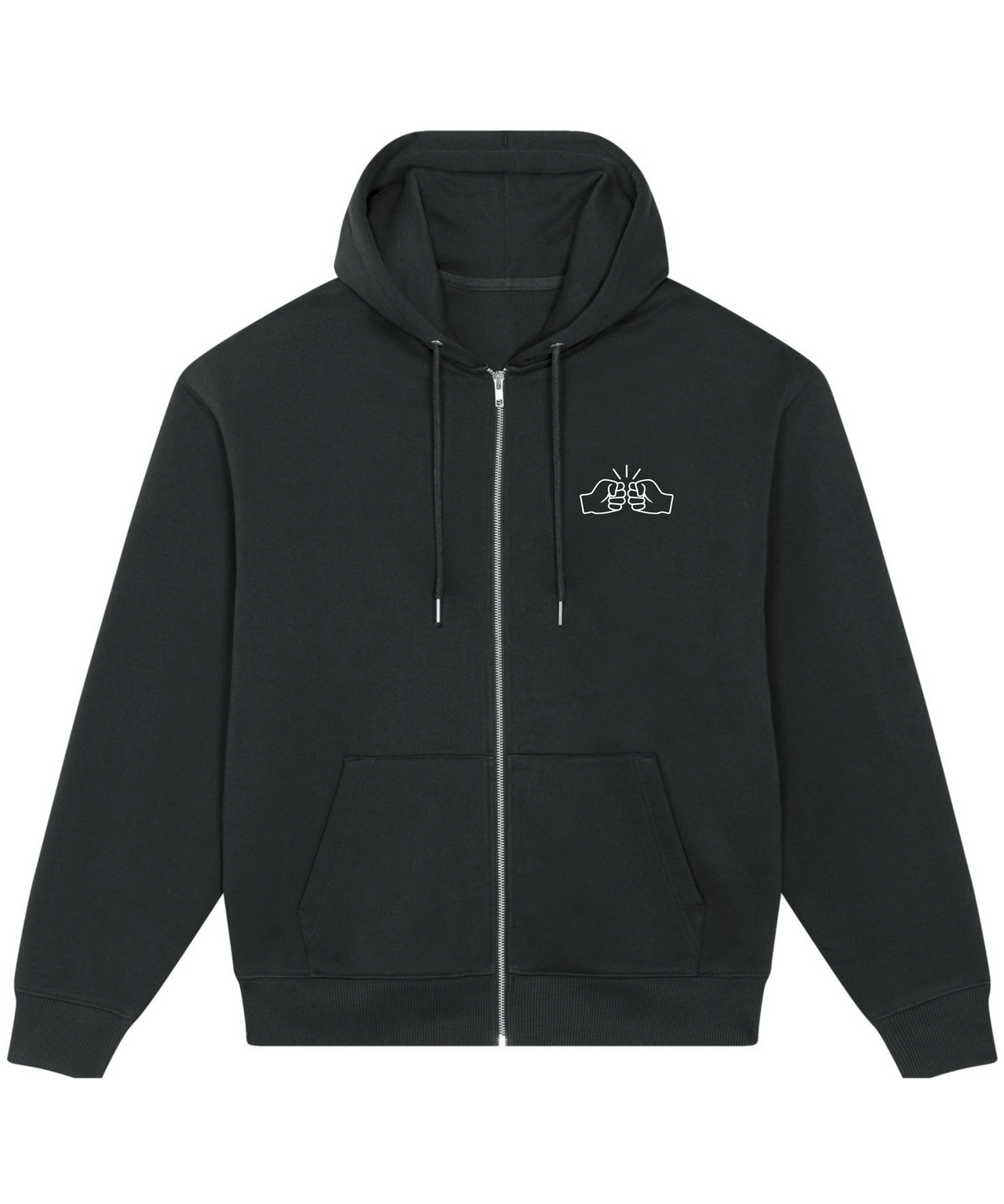 We Run Tings, Original, Men's Full-Zip Badda Hoodie, Relaxed Fit, White Logo