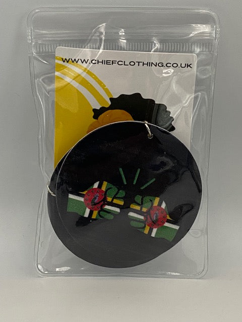 We Run Tings, Dominica, Flat Round Wood Disc Earrings, 6.5cm