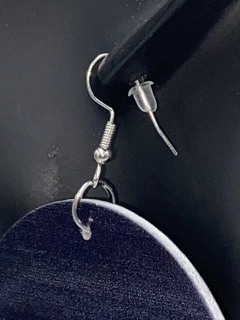 We Run Tings, Gambia, Flat Round Wood Disc Earrings, 6.5cm