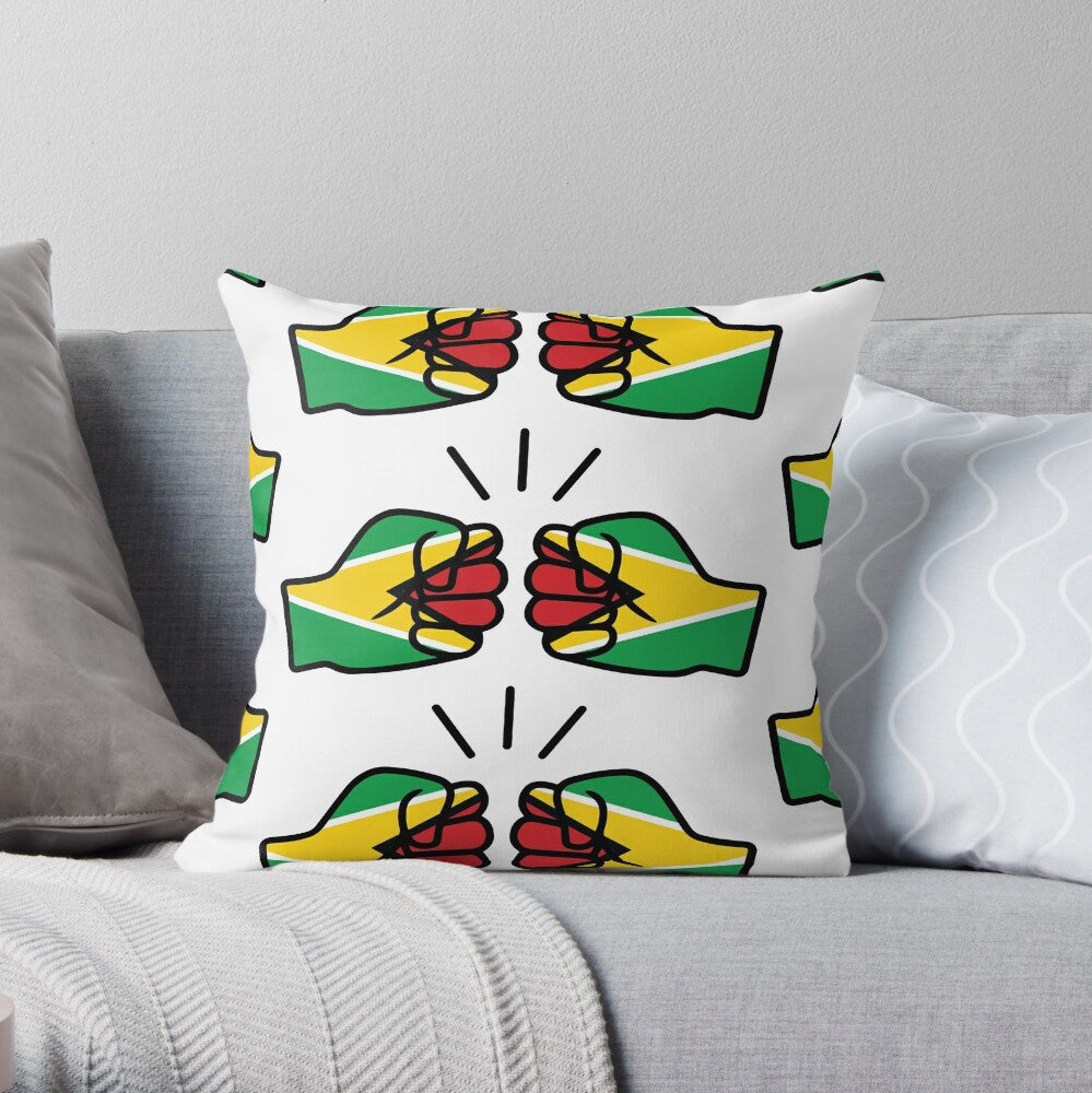 We Run Tings, Guyana Throw, Pillow, Cushion, White, 40 x 40cm