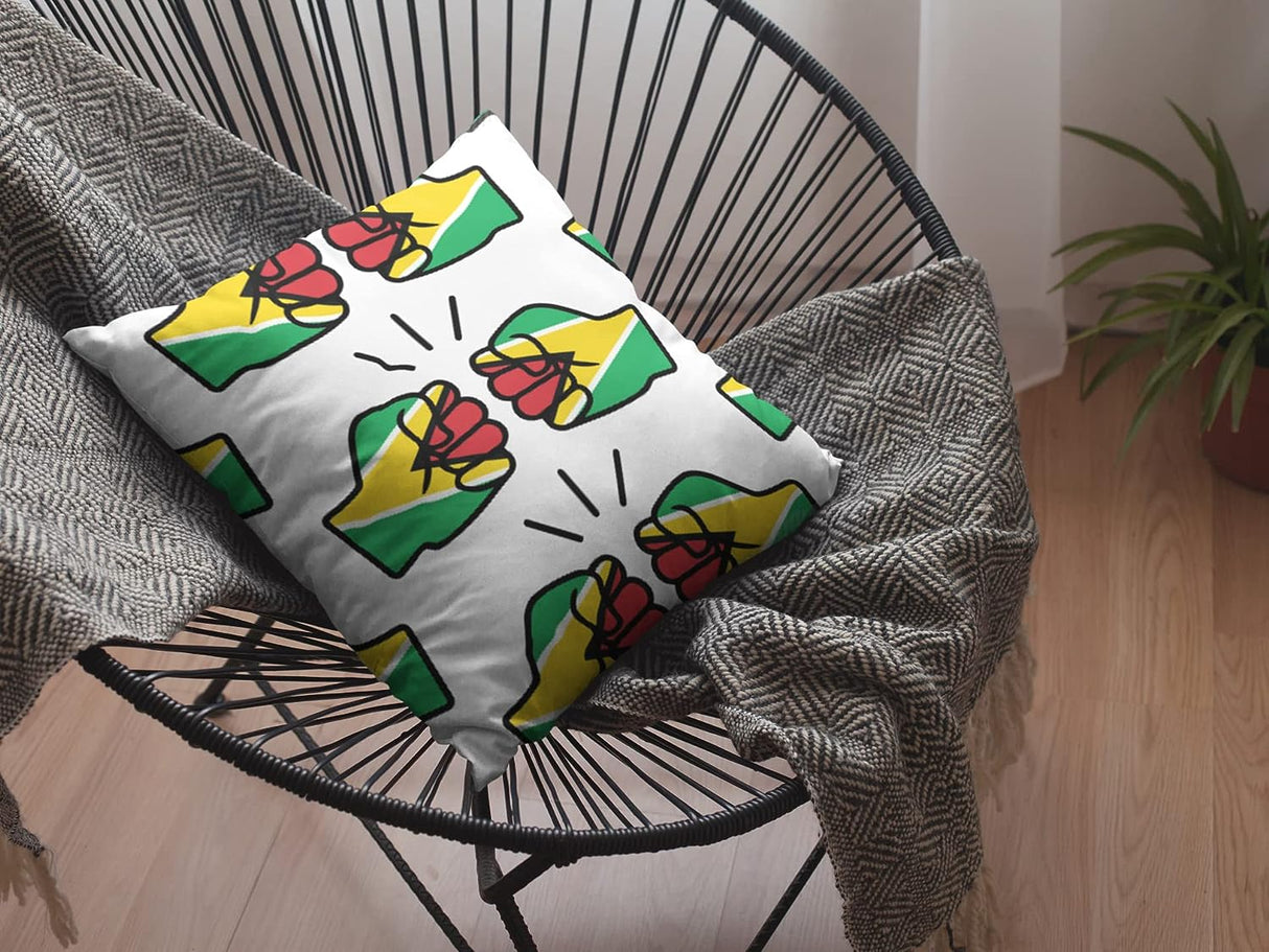 We Run Tings, Guyana Throw, Pillow, Cushion, White, 40 x 40cm
