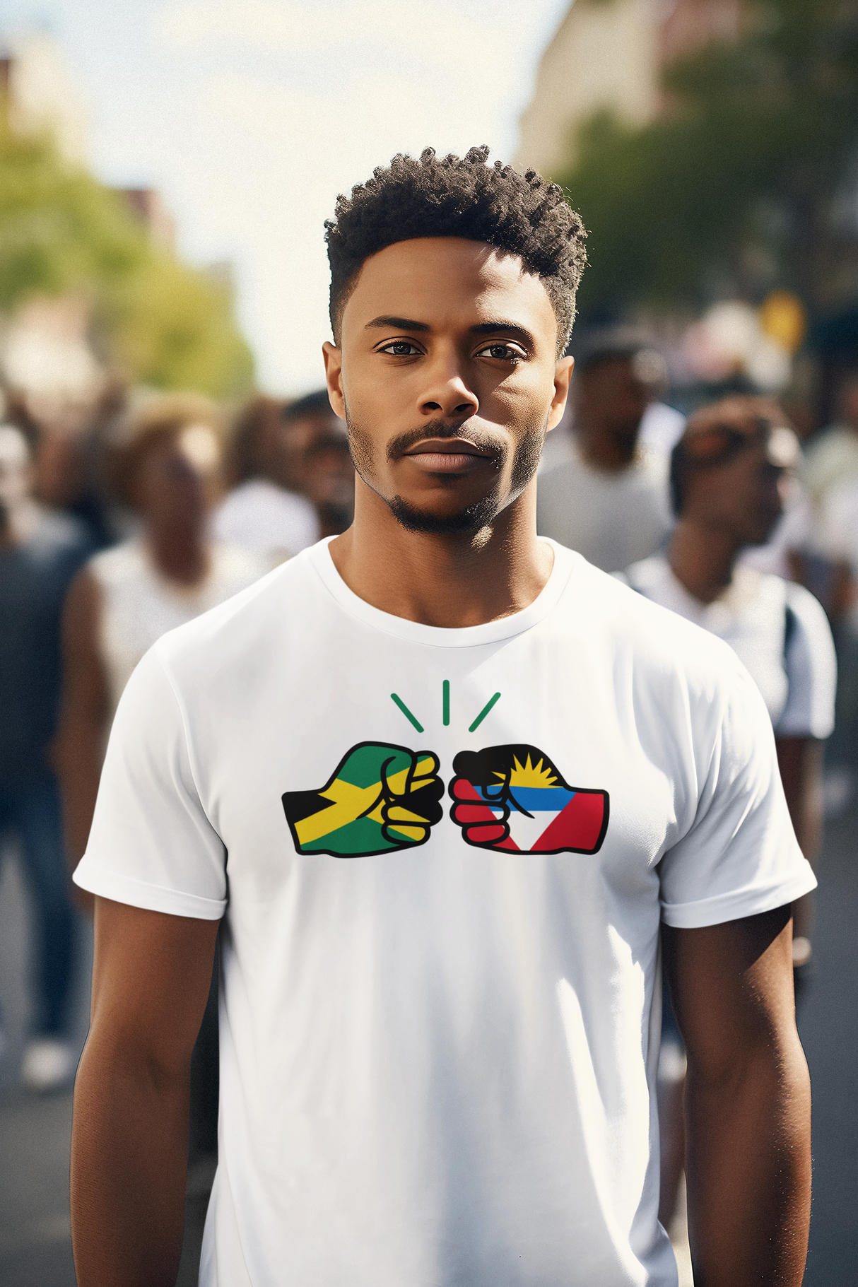 We Run Tings, Jamaica & Antigua, Dual Parentage, Men's, Organic Ring Spun Cotton T-Shirt, Outline