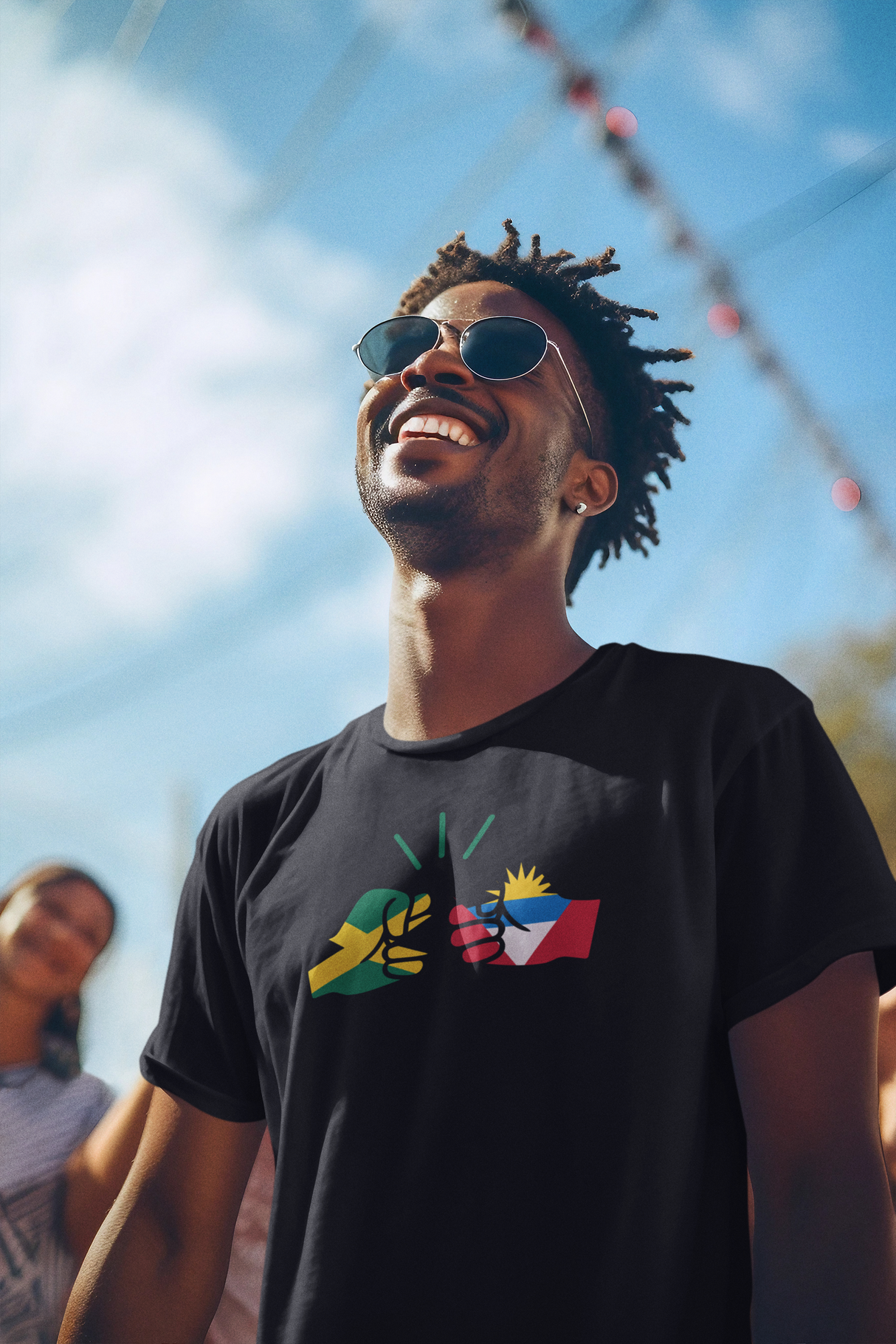 We Run Tings, Jamaica & Antigua, Dual Parentage, Men's, Organic Ring Spun Cotton T-Shirt, Outline