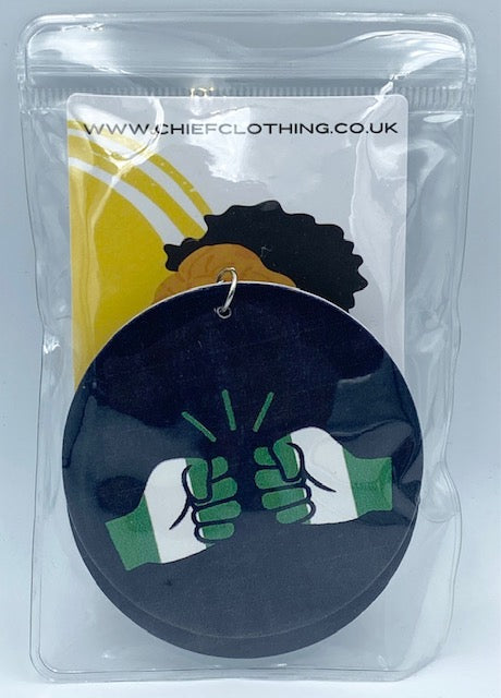 We Run Tings, Nigeria, Flat Round Wood Disc Earrings, 6.5cm