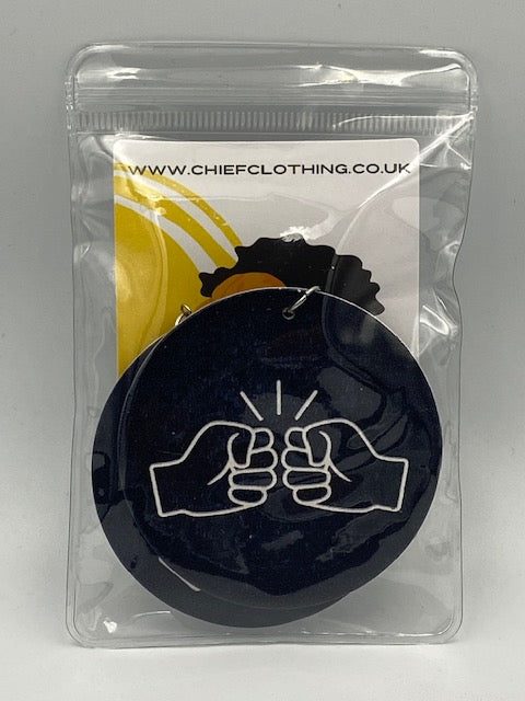 We Run Tings, Original, White Logo Flat Round Wood Disc Earrings, 6.5cm