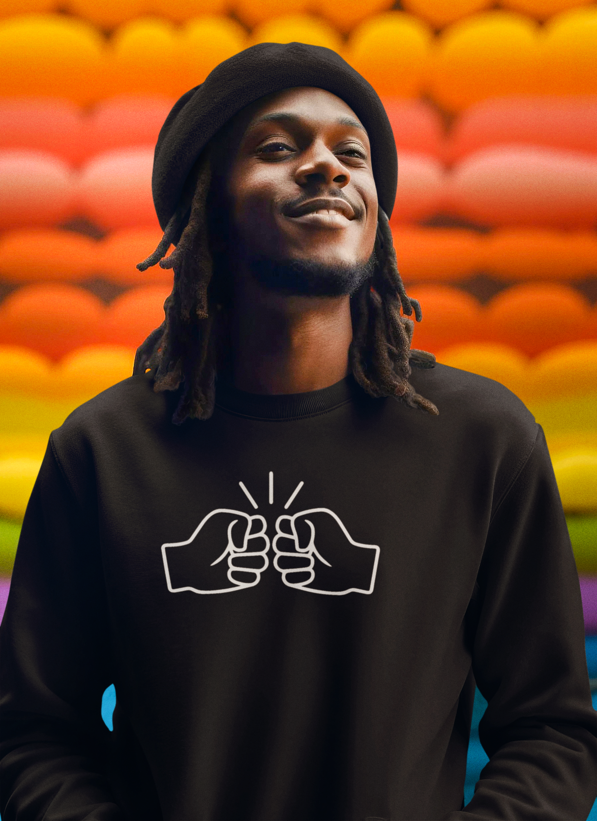 We Run Tings Relaxed Fit, Organic Combed Cotton Sweatshirt, Unisex, White Fist