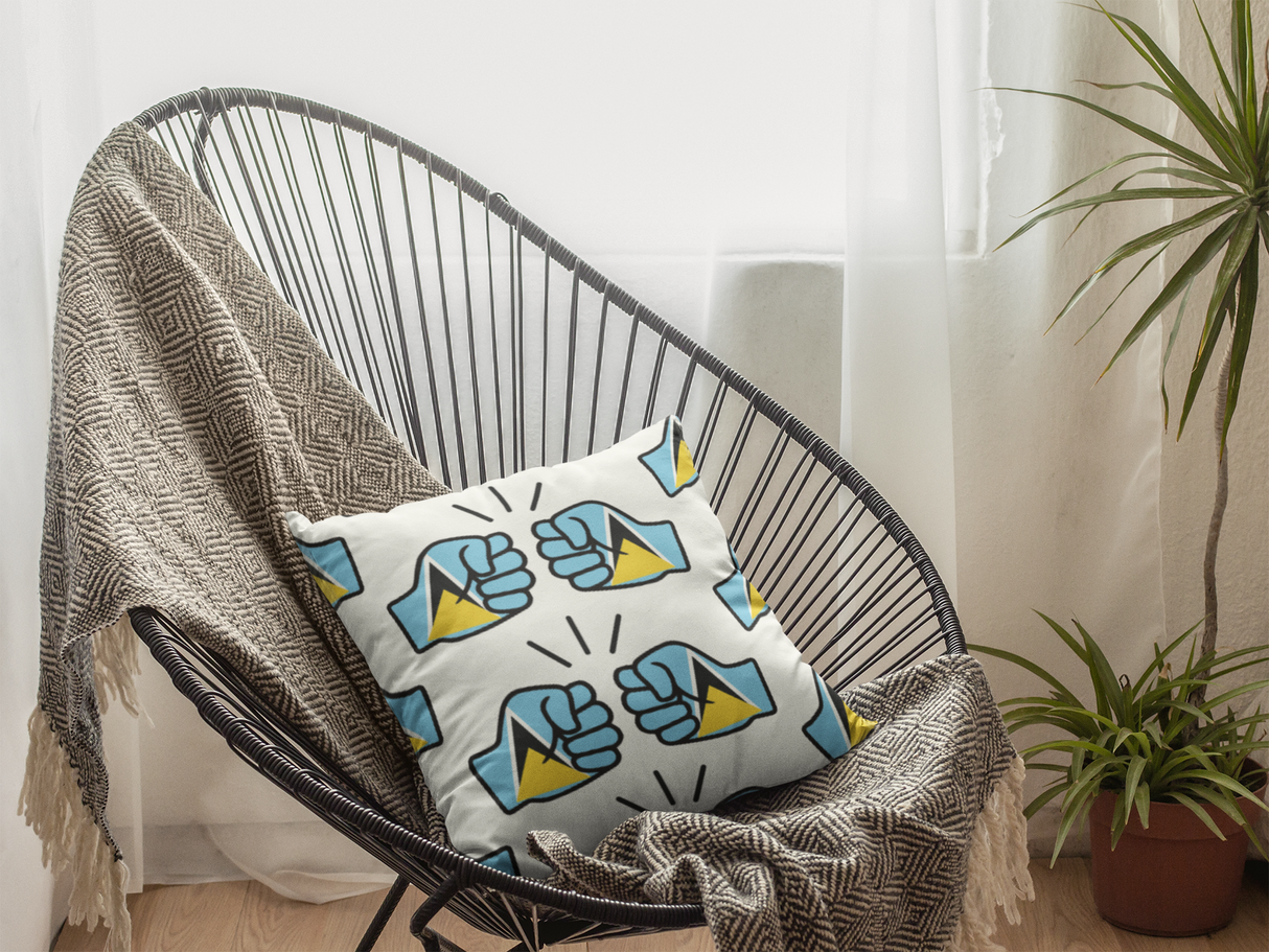 We Run Tings, St. Lucia, Throw, Pillow, Cushion, White, 40 x 40cm