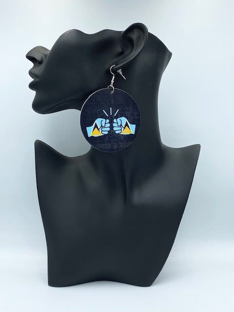 We Run Tings, St. Lucia, Flat Round Wood Disc Earrings, 6.5cm