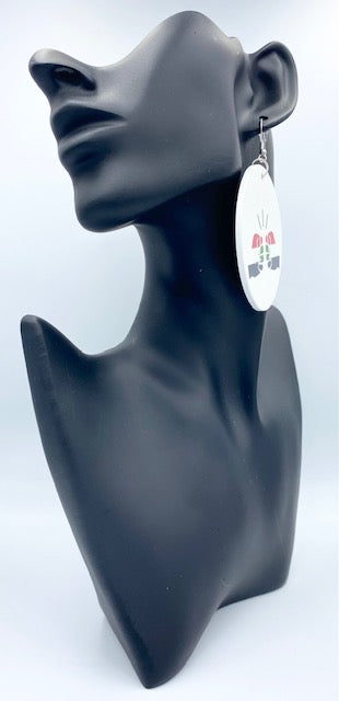 We Run Tings, Sudan, Flat Round Wood Disc Earrings, 6.5cm