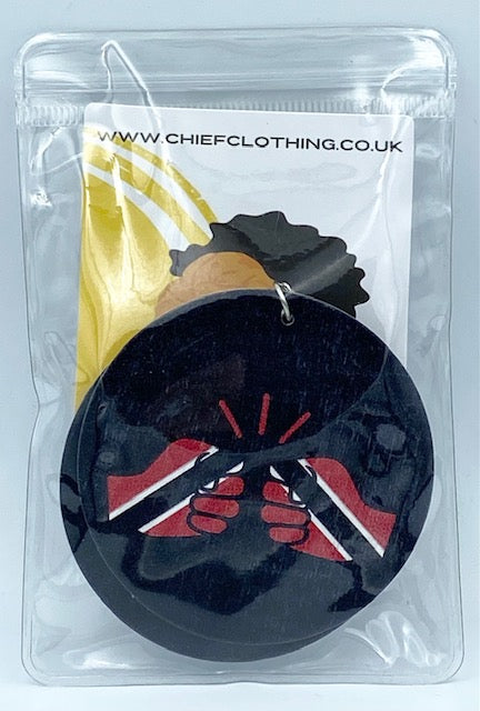 We Run Tings, Trinidad & Tobago, Flat Round Wood Disc Earrings, 6.5cm