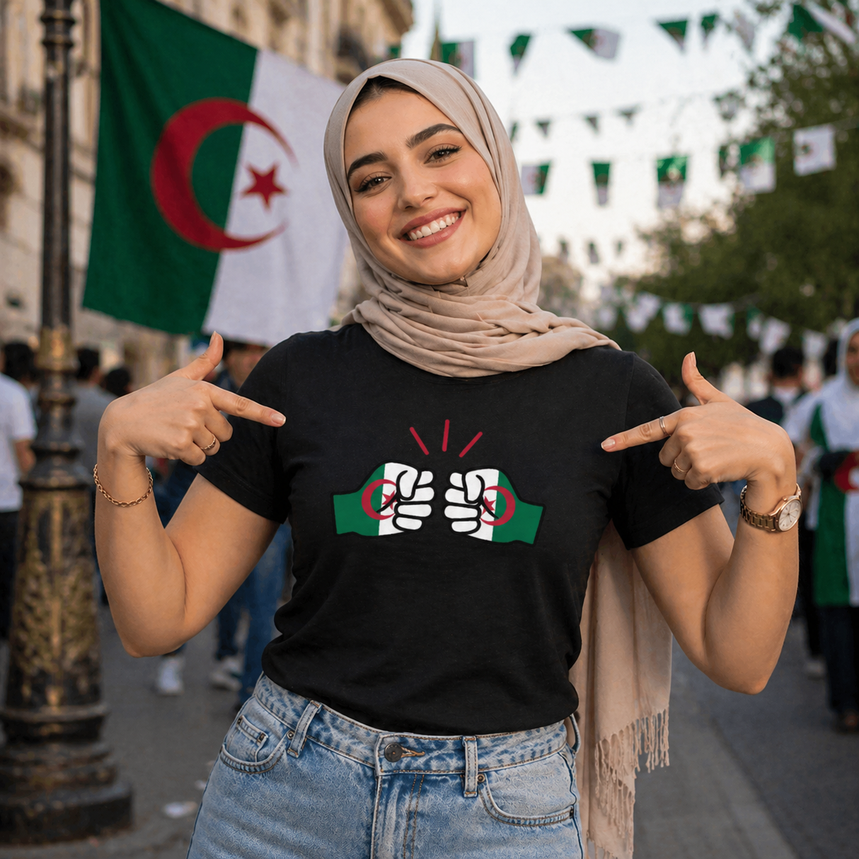We Run Tings, Algeria, Women's Fitted T-Shirt