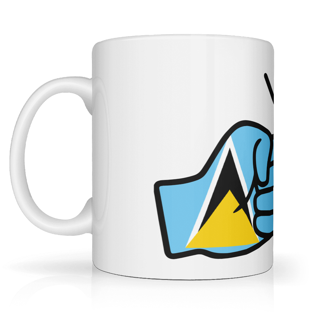 We Run Tings, St Lucia, St. Lucian Caribbean Themed, Tea, Coffee Ceramic Mug, Cup, 11oz Classic Drinkware Washable Reusable Reuse Glossy Tumbler Patriotic