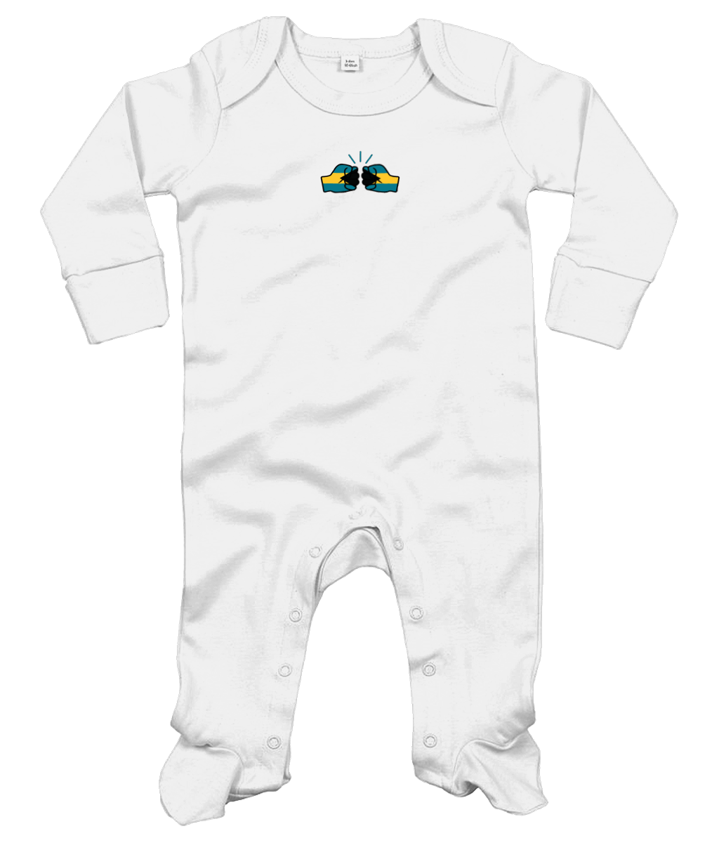 We Run Tings, Bahamas, Baby Organic Cotton Unisex Long Sleeve Sleepsuit/Bodysuit/Babygrow, 0-12mths