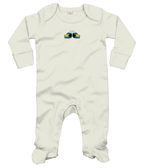 We Run Tings, Bahamas, Baby Organic Cotton Unisex Long Sleeve Sleepsuit/Bodysuit/Babygrow, 0-12mths
