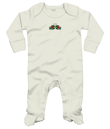 We Run Tings, Dominica, Baby Organic Cotton Unisex Long Sleeve Sleepsuit/Bodysuit/Babygrow, 0-12mths