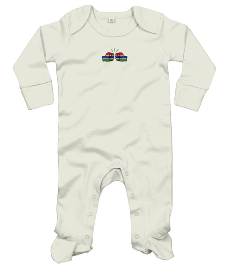 We Run Tings, Gambia, Baby Organic Cotton Unisex Long Sleeve Sleepsuit/Bodysuit/Babygrow, 0-12mths