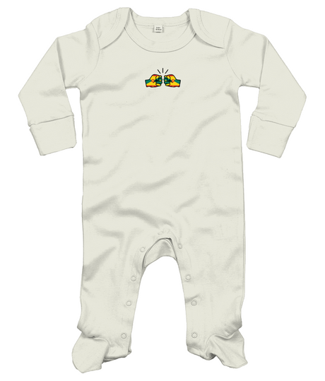 We Run Tings, Grenada, Baby Organic Cotton Unisex Long Sleeve Sleepsuit/Bodysuit/Babygrow, 0-12mths