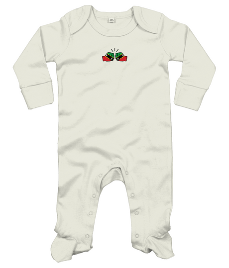 We Run Tings, St. Kitts and Nevis, Baby Organic Cotton Unisex Long Sleeve Sleepsuit/Bodysuit/Babygrow, 0-12mths