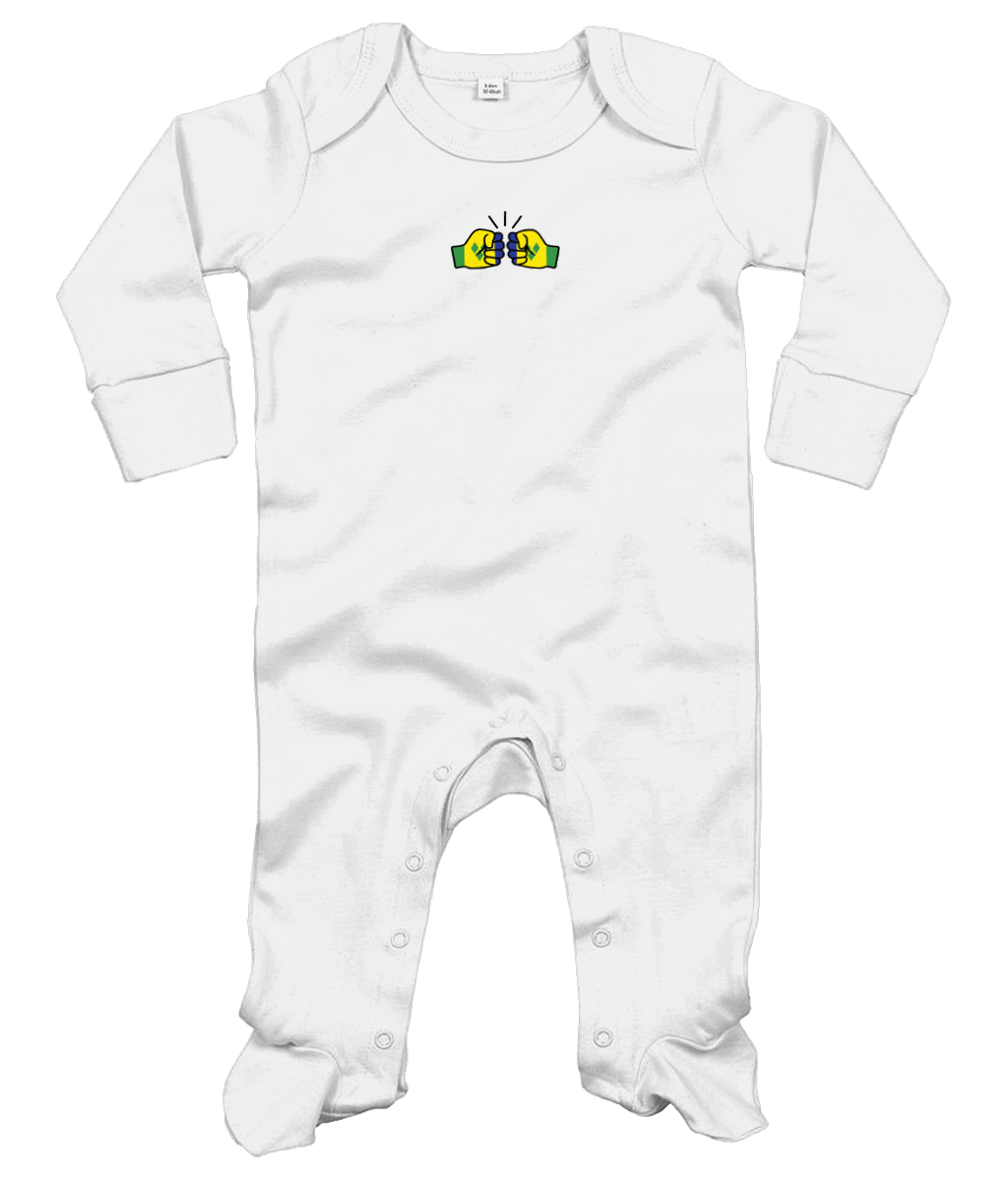We Run Tings, St. Vincent and the Grenadines, Baby Organic Cotton Unisex Long Sleeve Sleepsuit/Bodysuit/Babygrow, 0-12mths
