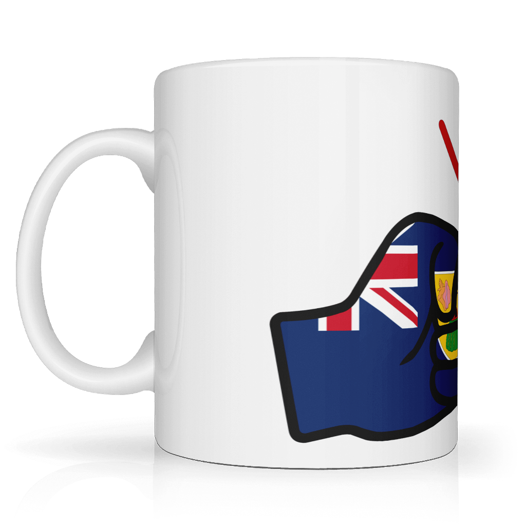 We Run Tings, Turks and Caicos, Caribbean Themed, Tea, Coffee Ceramic Mug, Cup, White, 11oz Classic Drinkware Washable Reusable Reuse Tumbler Patriotic. Side view