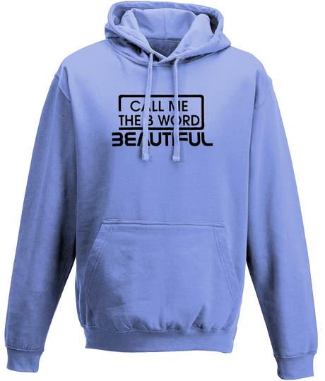 Call Me The B Word Beautiful, Black Logo, Pull On Hoodie, Standard, Classic Fit