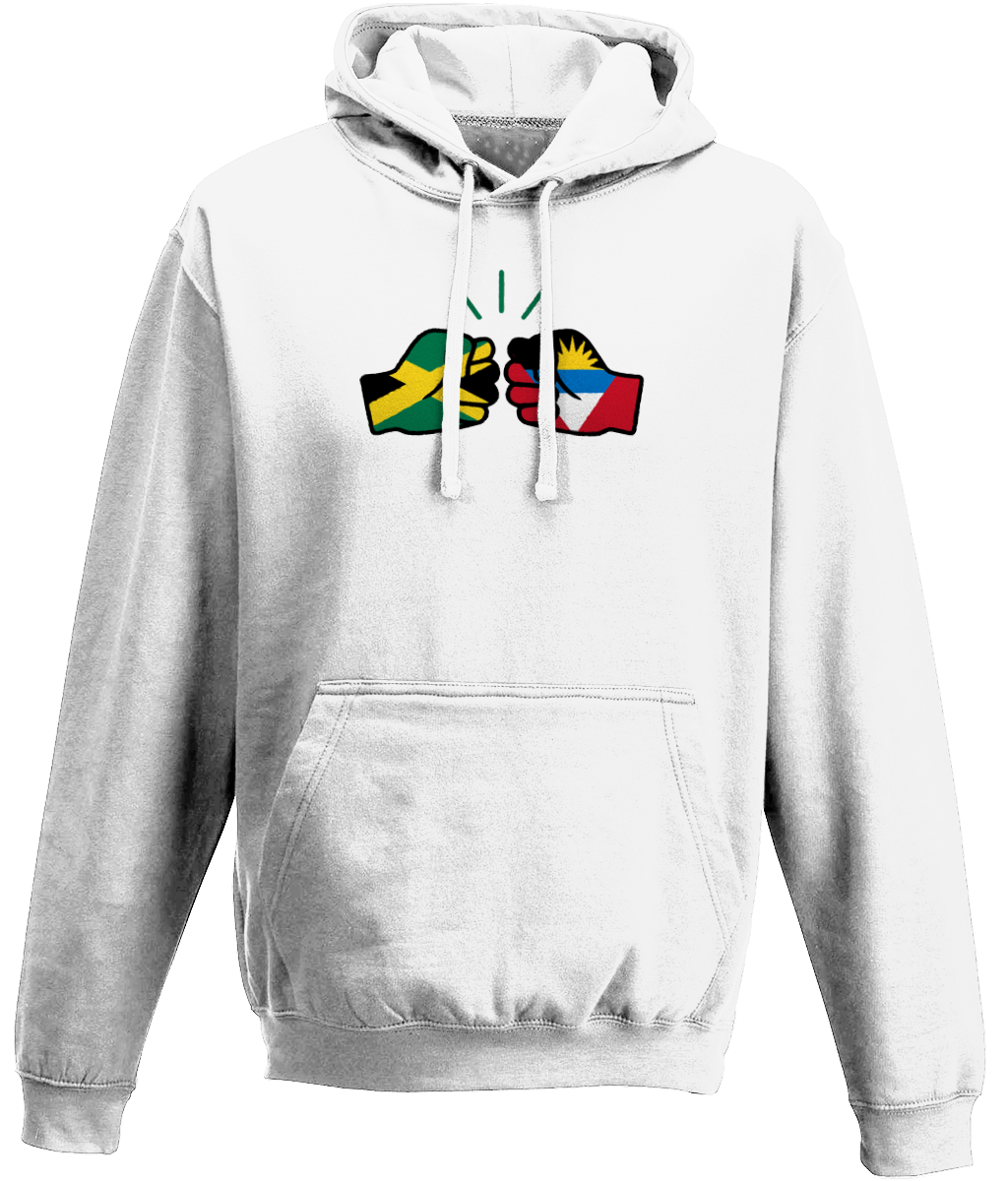 We Run Tings, Jamaica & Antigua, Dual Parentage, Unisex, Pull On Hoodie, Standard, Classic Fit, Green Stripe & Outline