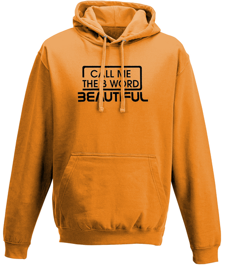 Call Me The B Word Beautiful, Black Logo, Pull On Hoodie, Standard, Classic Fit