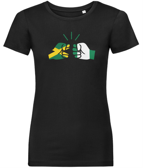 We Run Tings, Jamaica & Nigeria, Dual Parentage, Women's, Organic Ring Spun Cotton T-Shirt, Outline