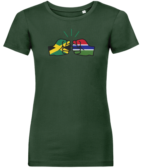We Run Tings, Jamaica & Gambia, Dual Parentage, Women's, Organic Ring Spun Cotton T-Shirt, Outline