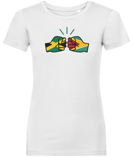 We Run Tings, Jamaica & Guyana Dual Parentage, Women's, Organic Ring Spun Cotton T-Shirt, Outline
